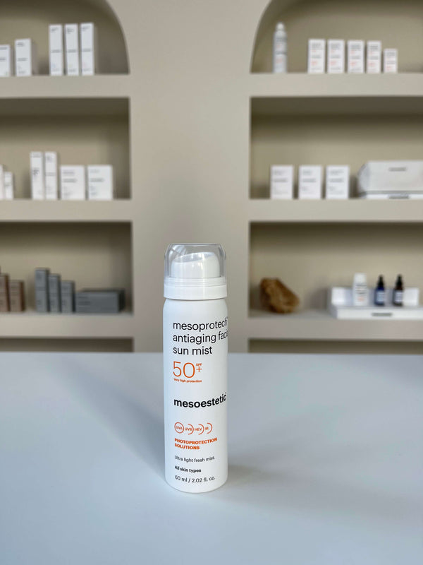 Mesoprotech Antiaging Facial Sun Mist met beschermingsfactor SPF 50+ is een onzichtbare mist voor het gelaat | Voor 15:00 besteld, dezelfde dag verzonden!