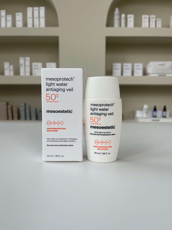 Mesoprotech Light Water Antiaging Veil is een ultralichte anti-aging emulsie met beschermingsfactor SPF 50+. Het product is geschikt voor een normale tot gemengde huid | Voor 15:00 besteld, dezelfde dag verzonden!